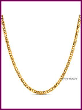 3mm Emblem Chain Necklace 24k Gold Plated